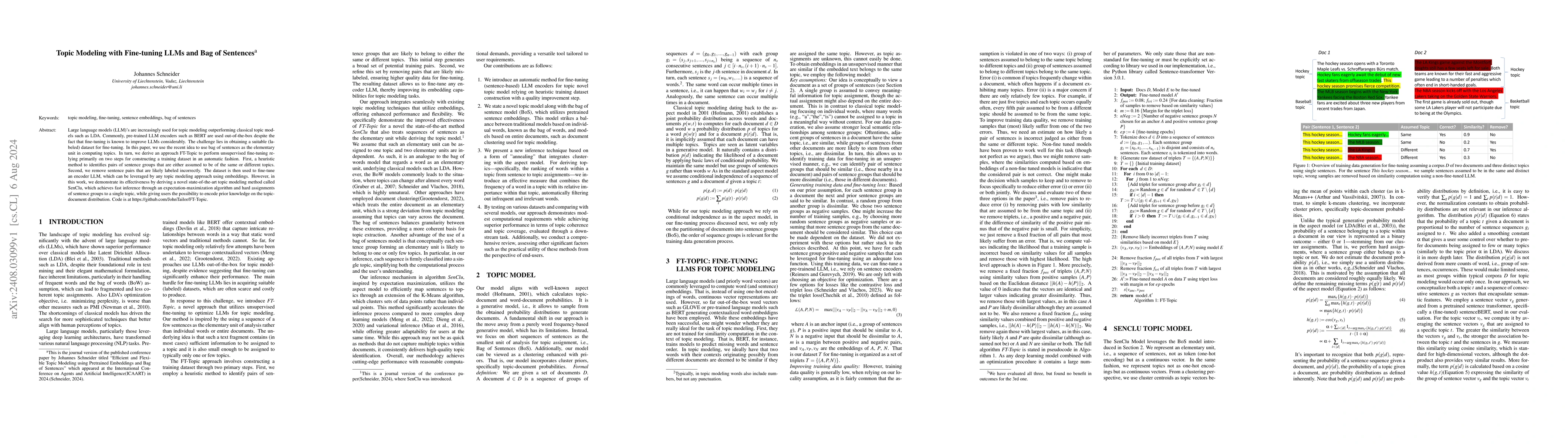 Thumbnail for Topic Modeling with Fine-tuning LLMs and Bag of Sentences