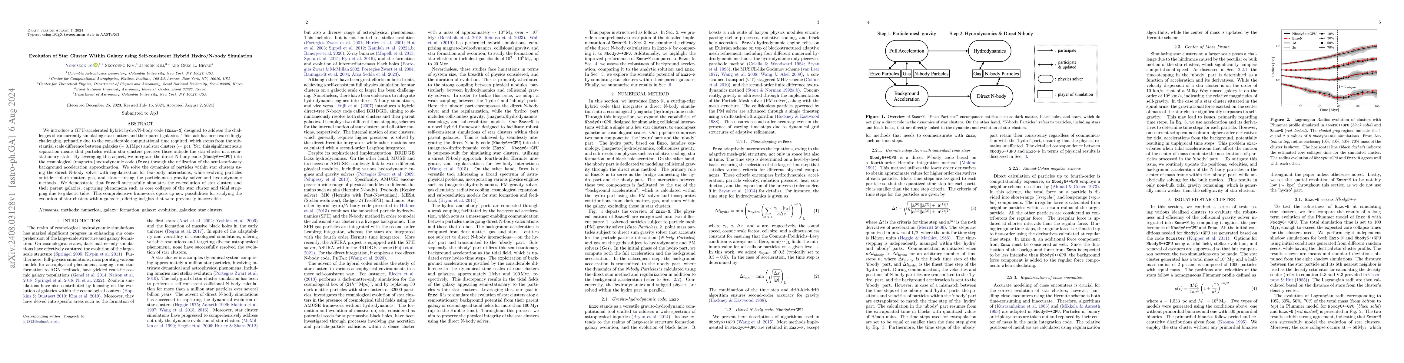 Thumbnail for Evolution of Star Cluster Within Galaxy using Self-consistent Hybrid
  Hydro/N-body Simulation