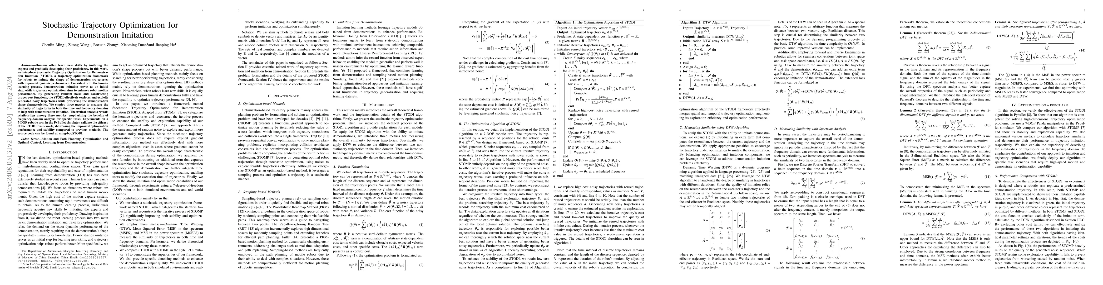 Thumbnail for Stochastic Trajectory Optimization for Demonstration Imitation