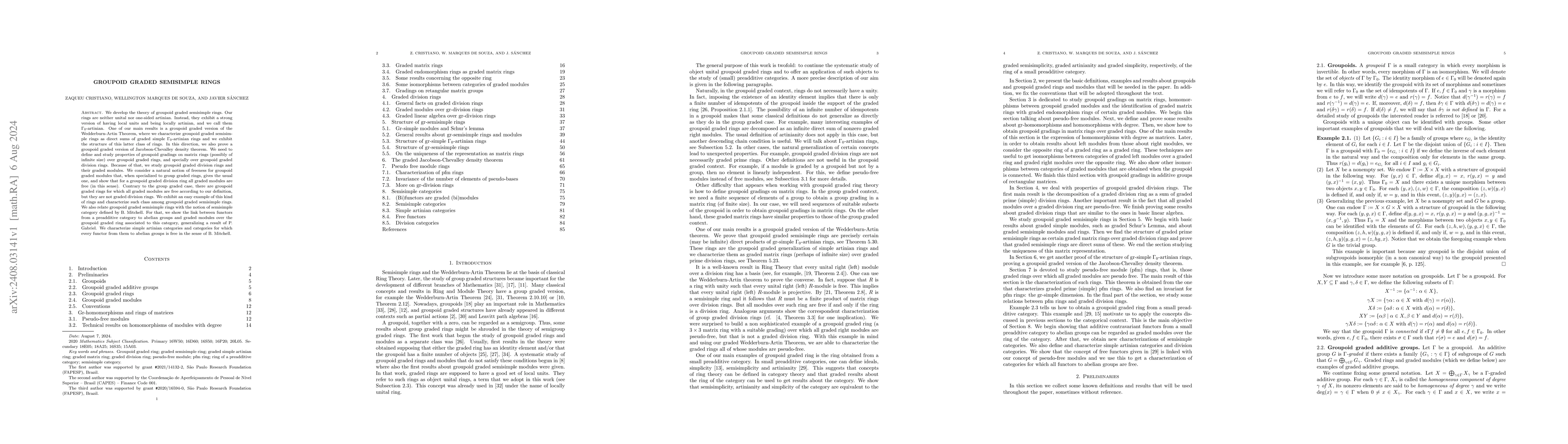 Thumbnail for Groupoid Graded Semisimple Rings