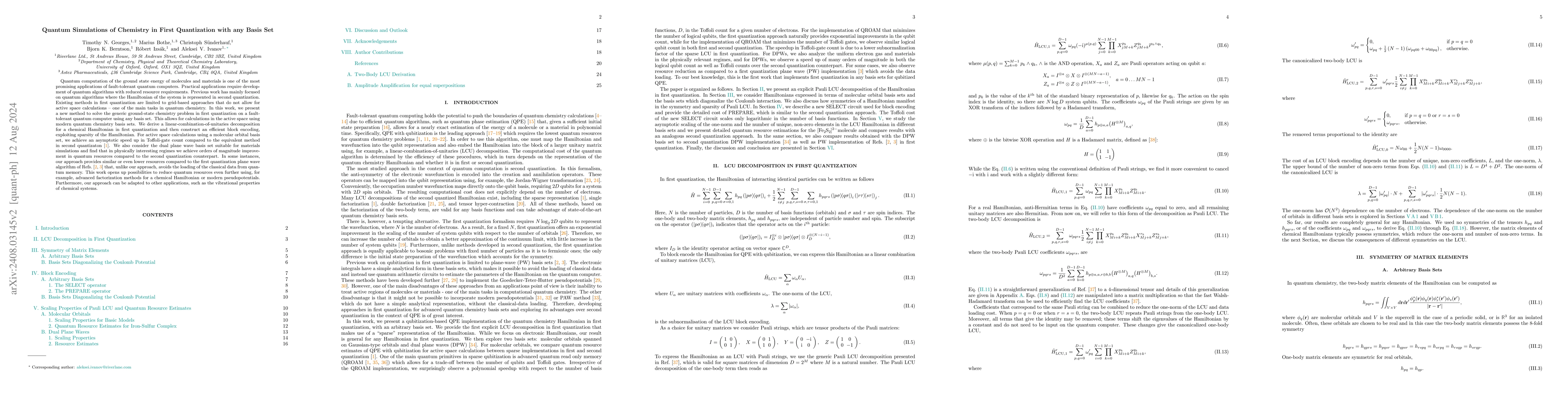 Thumbnail for Quantum Simulations of Chemistry in First Quantization with any Basis
  Set
