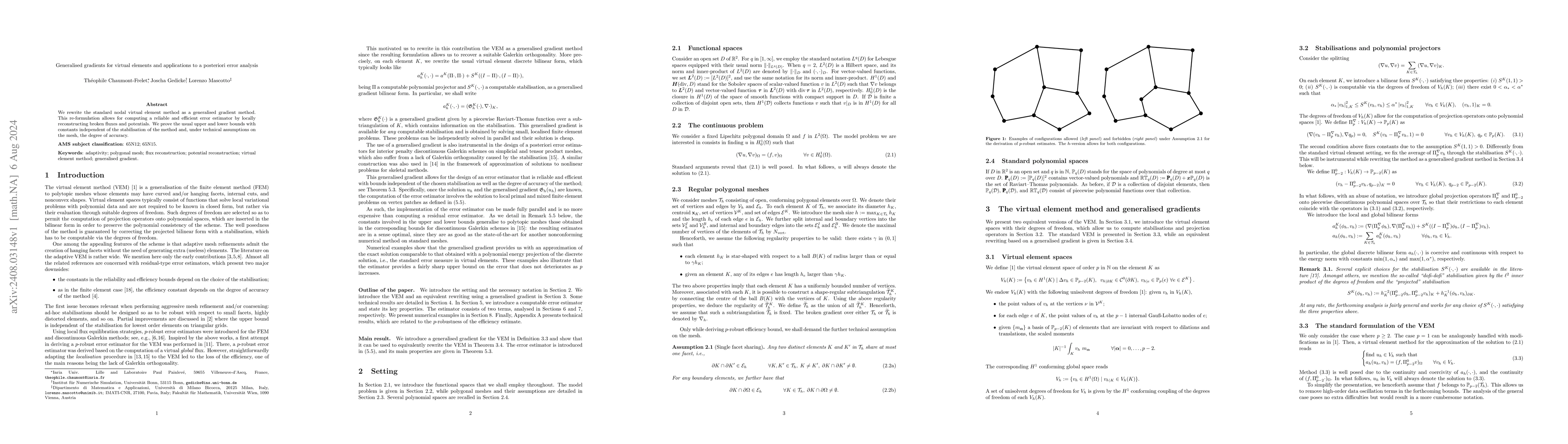 Thumbnail for Generalised gradients for virtual elements and applications to a
  posteriori error analysis