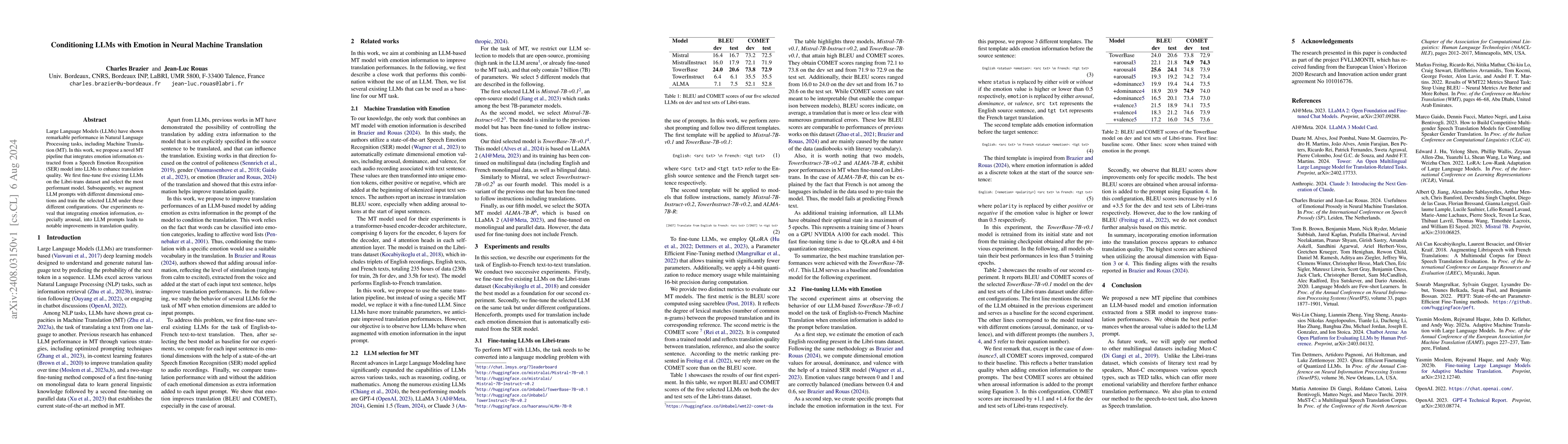 Thumbnail for Conditioning LLMs with Emotion in Neural Machine Translation