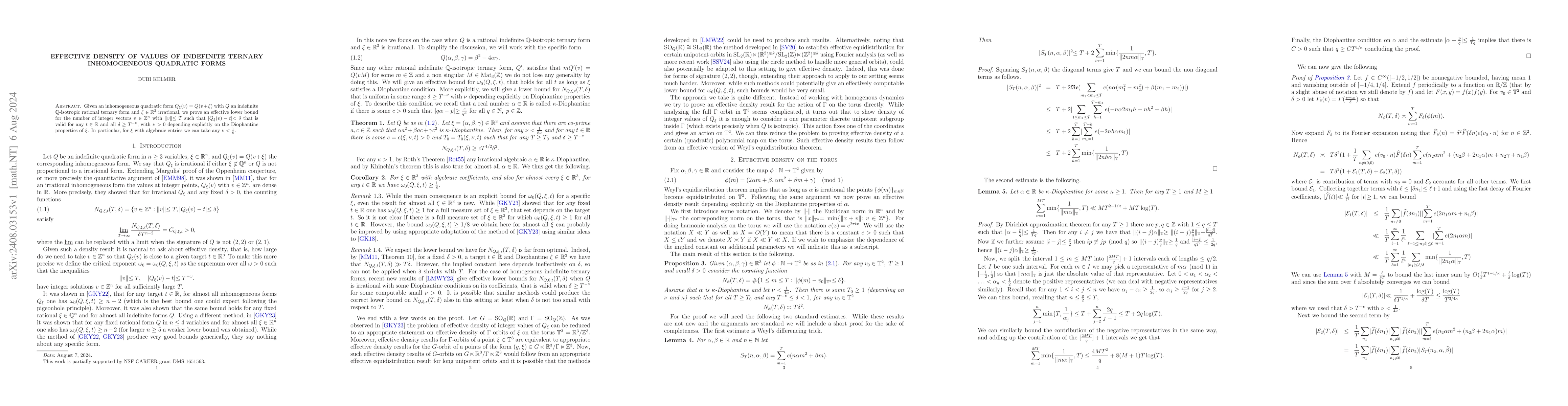 Thumbnail for Effective density of values of indefinite ternary inhomogeneous
  quadratic forms