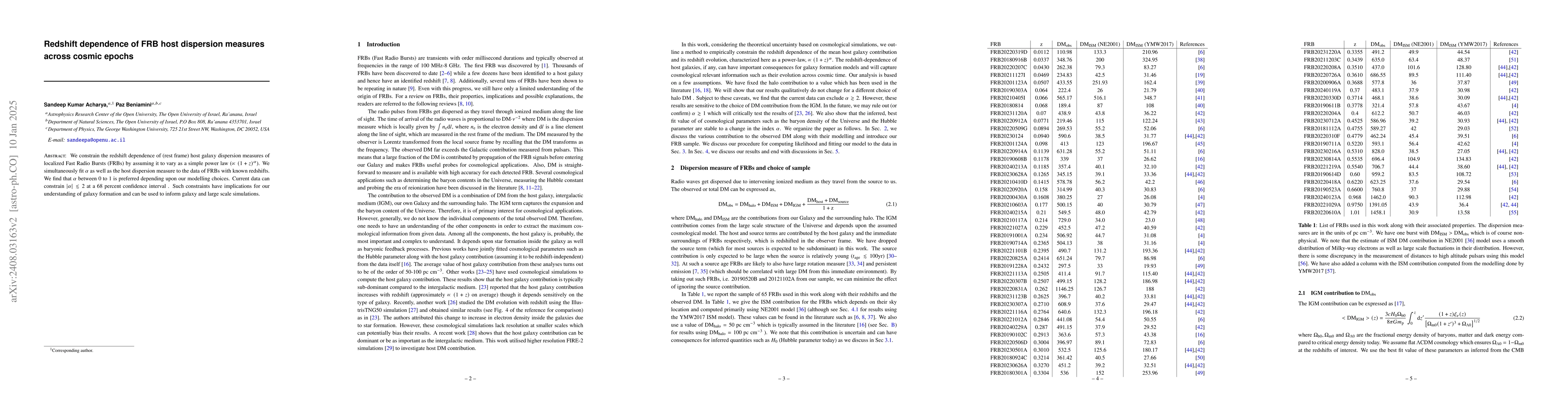 Thumbnail for Redshift dependence of FRB host dispersion measures across cosmic epochs