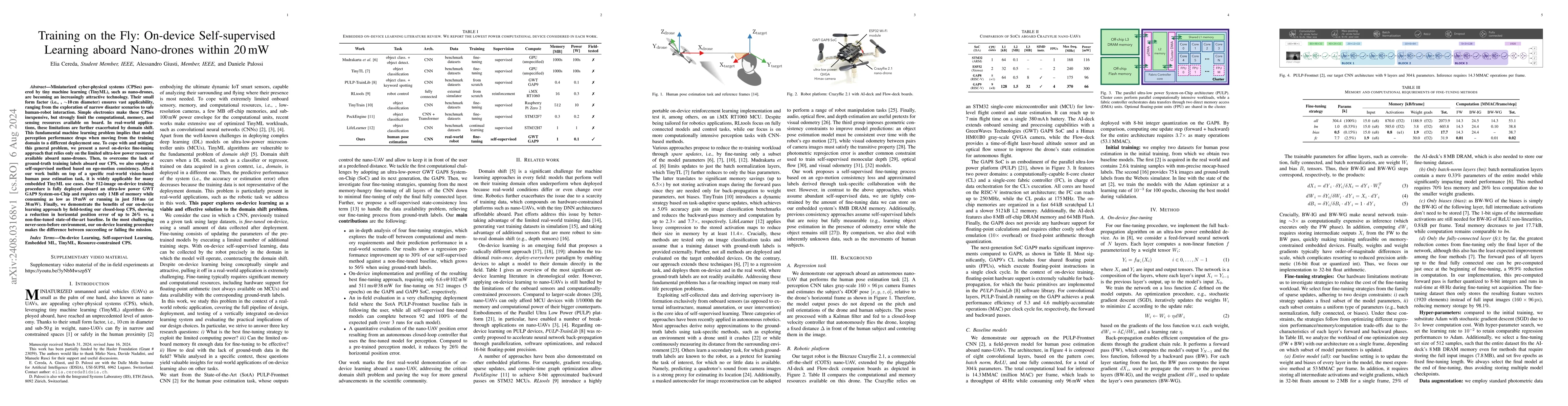 Thumbnail for Training on the Fly: On-device Self-supervised Learning aboard
  Nano-drones within 20 mW