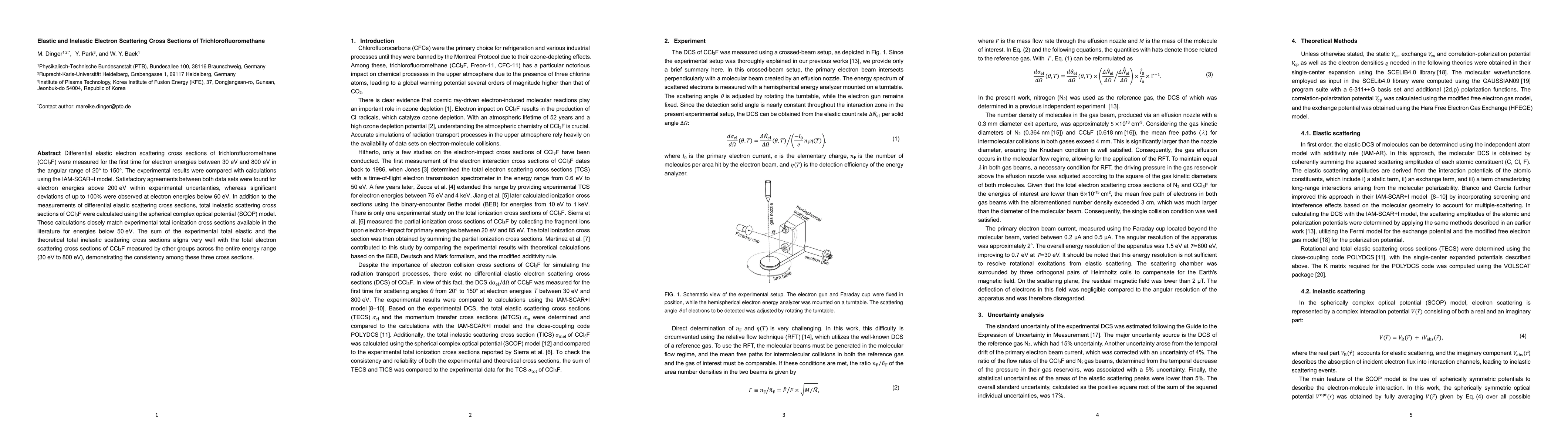 Thumbnail for Elastic and Inelastic Electron Scattering Cross Sections of
  Trichlorofluoromethane