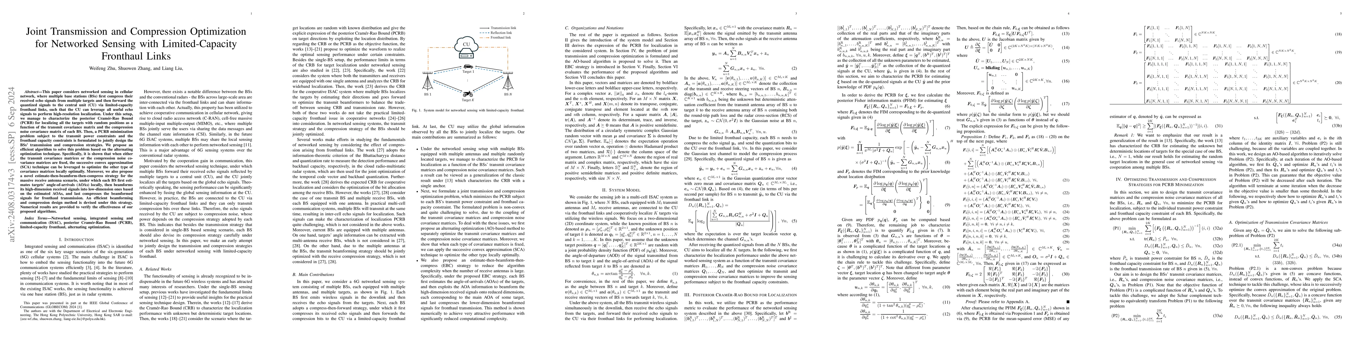 Thumbnail for Joint Transmission and Compression Optimization for Networked Sensing
  with Limited-Capacity Fronthaul Links