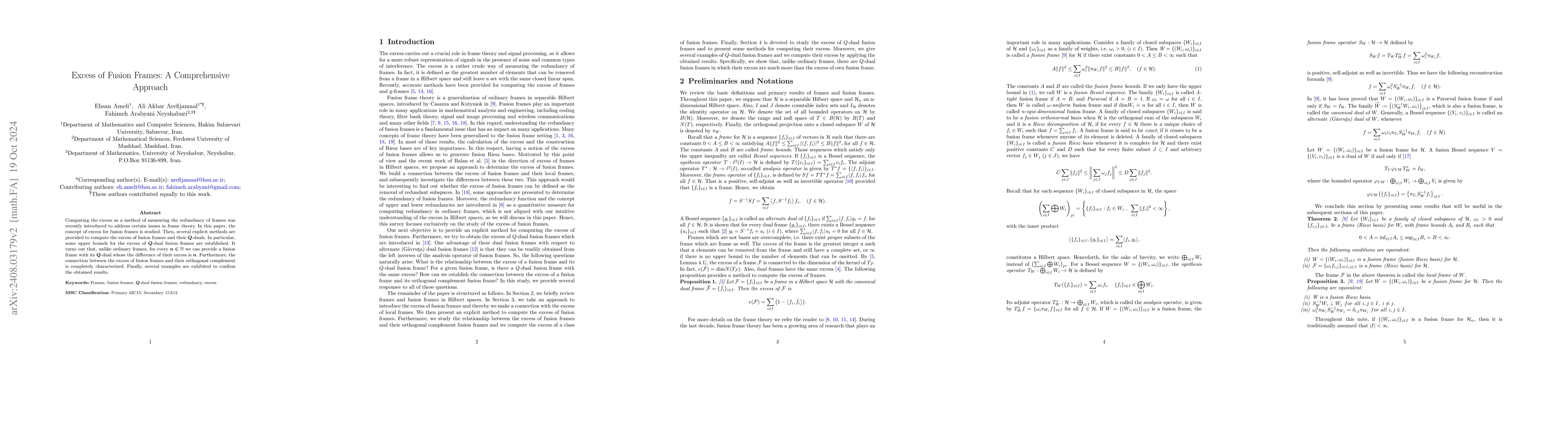 Thumbnail for Excess of Fusion Frames: A Comprehensive Approach