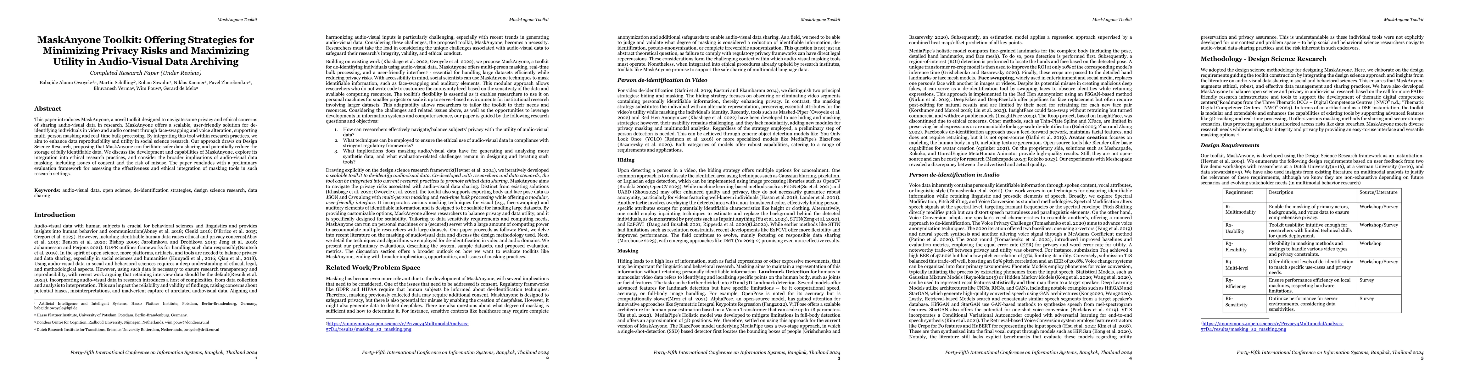 Thumbnail for MaskAnyone Toolkit: Offering Strategies for Minimizing Privacy Risks and
  Maximizing Utility in Audio-Visual Data Archiving