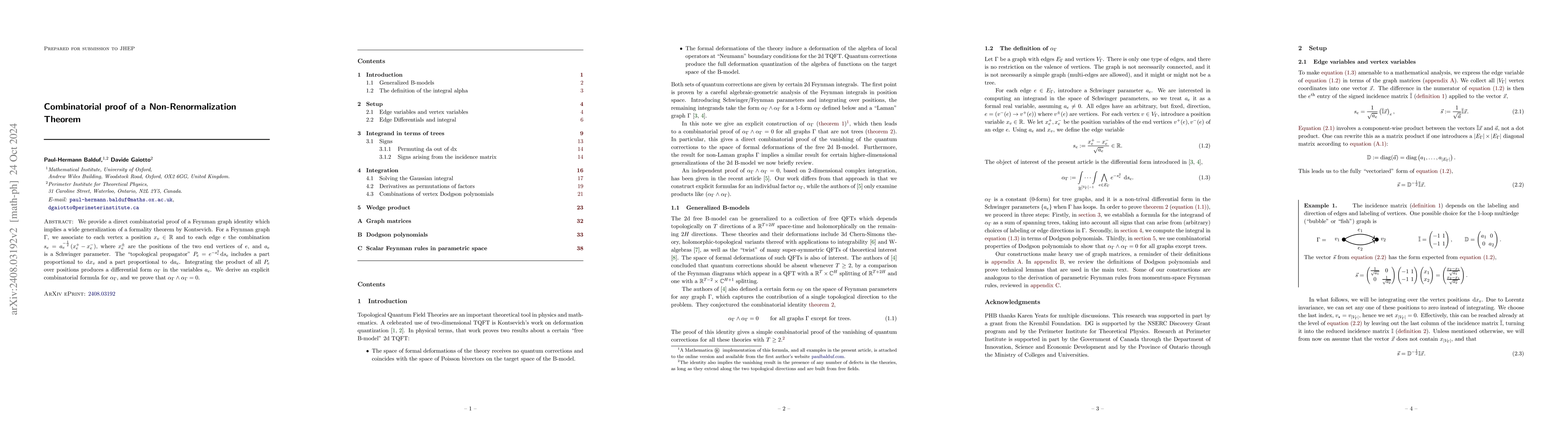 Thumbnail for Combinatorial proof of a Non-Renormalization Theorem