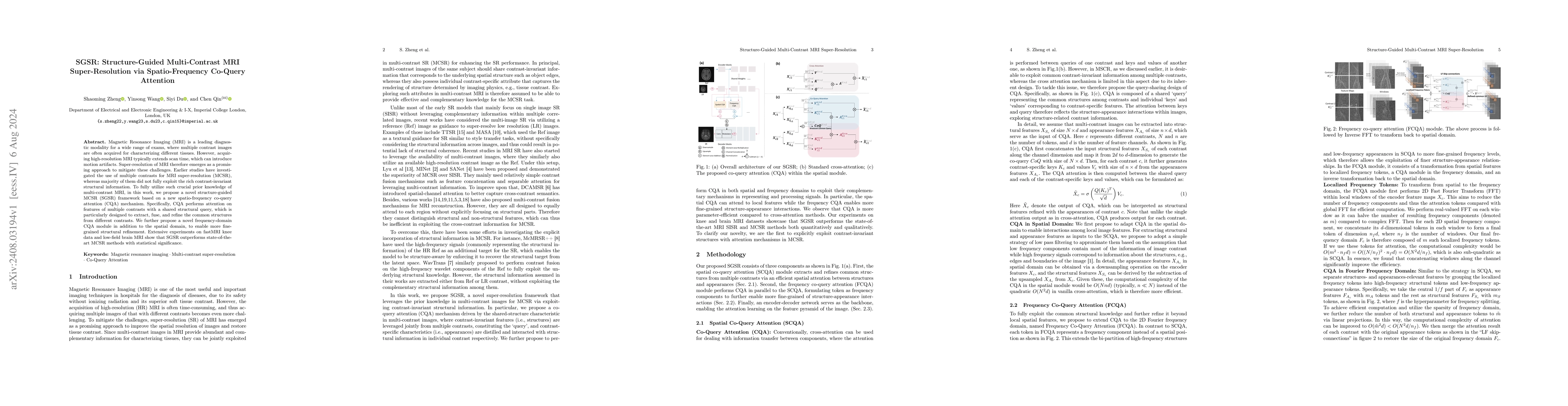 Thumbnail for SGSR: Structure-Guided Multi-Contrast MRI Super-Resolution via
  Spatio-Frequency Co-Query Attention