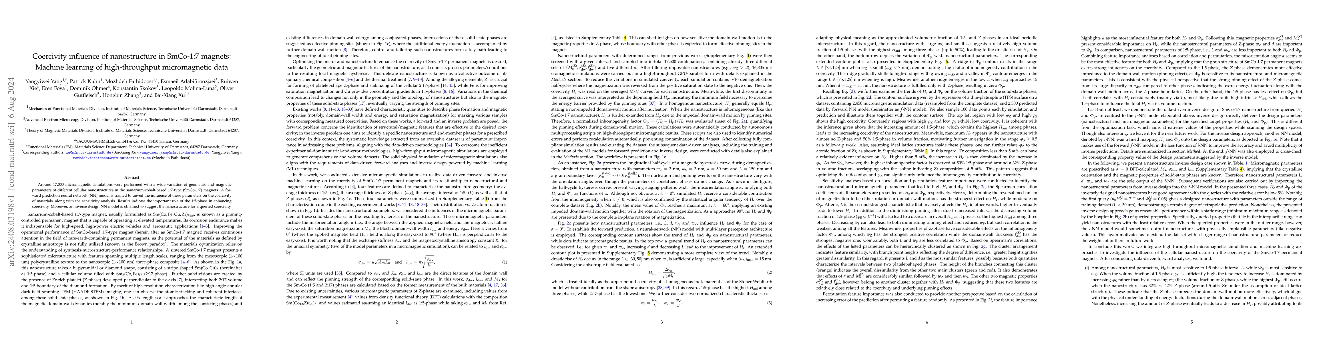 Thumbnail for Coercivity influence of nanostructure in SmCo-1:7 magnets: Machine
  learning of high-throughput micromagnetic data