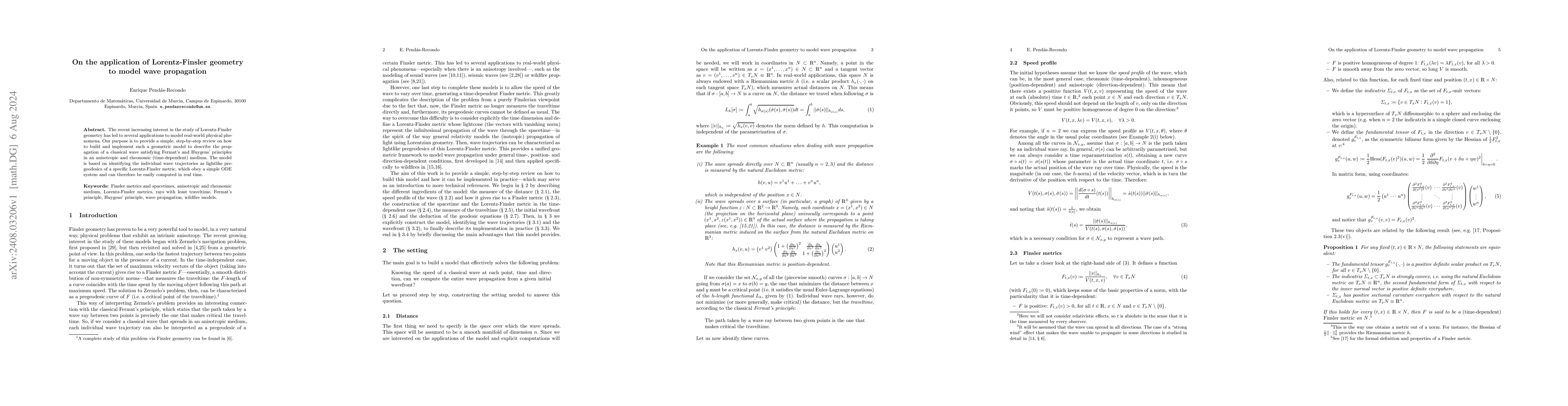 Thumbnail for On the application of Lorentz-Finsler geometry to model wave propagation