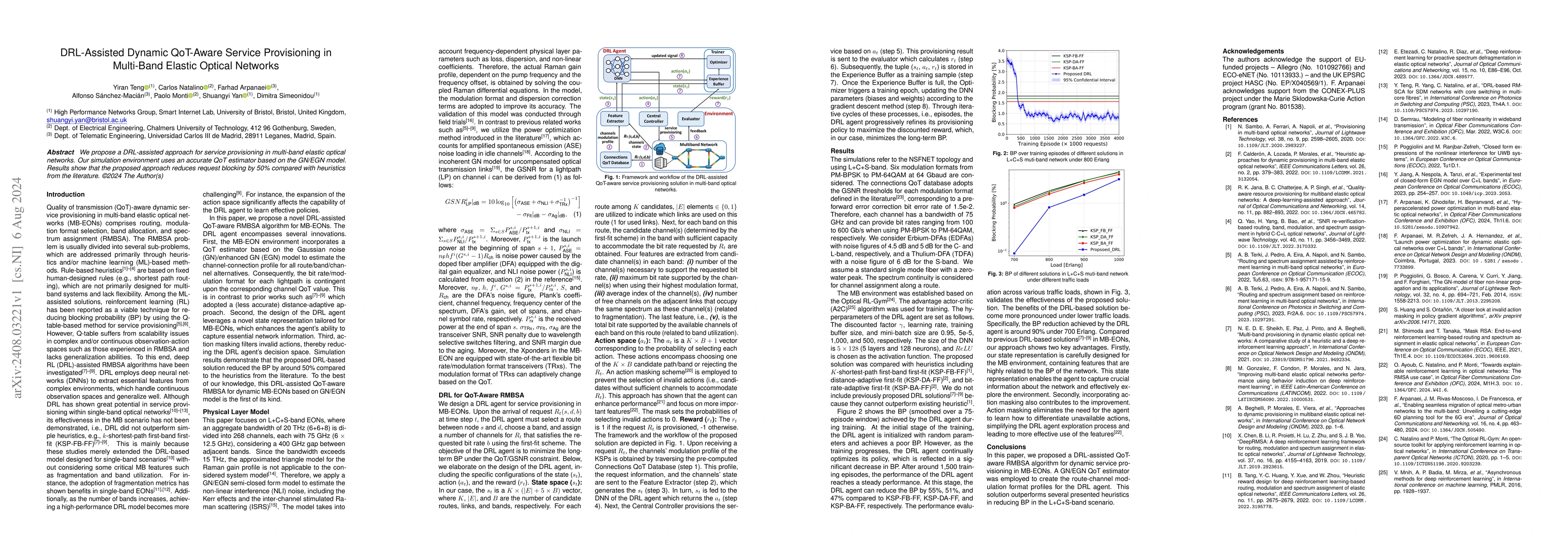 Thumbnail for DRL-Assisted Dynamic QoT-Aware Service Provisioning in Multi-Band
  Elastic Optical Networks