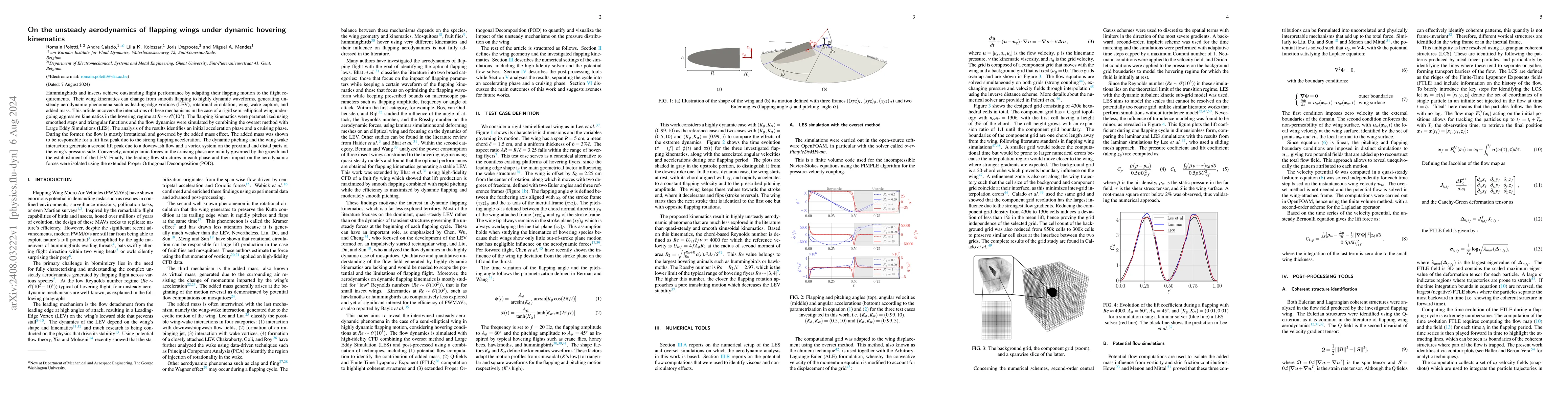 Thumbnail for On the unsteady aerodynamics of flapping wings under dynamic hovering
  kinematics
