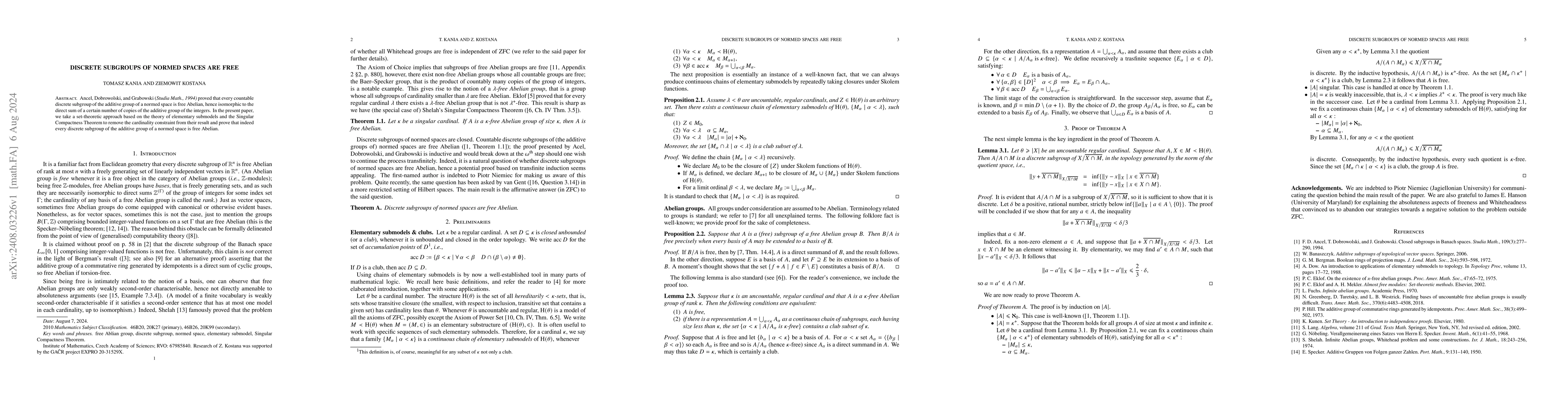 Thumbnail for Discrete subgroups of normed spaces are free