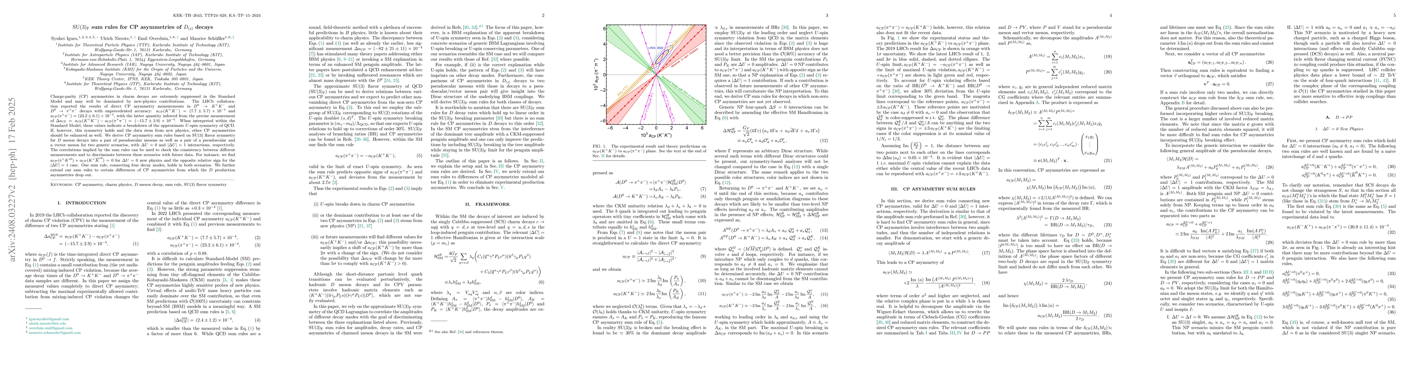 Thumbnail for $\rm{SU}(3)_F$ sum rules for CP asymmetry of $D_{(s)}$ decays