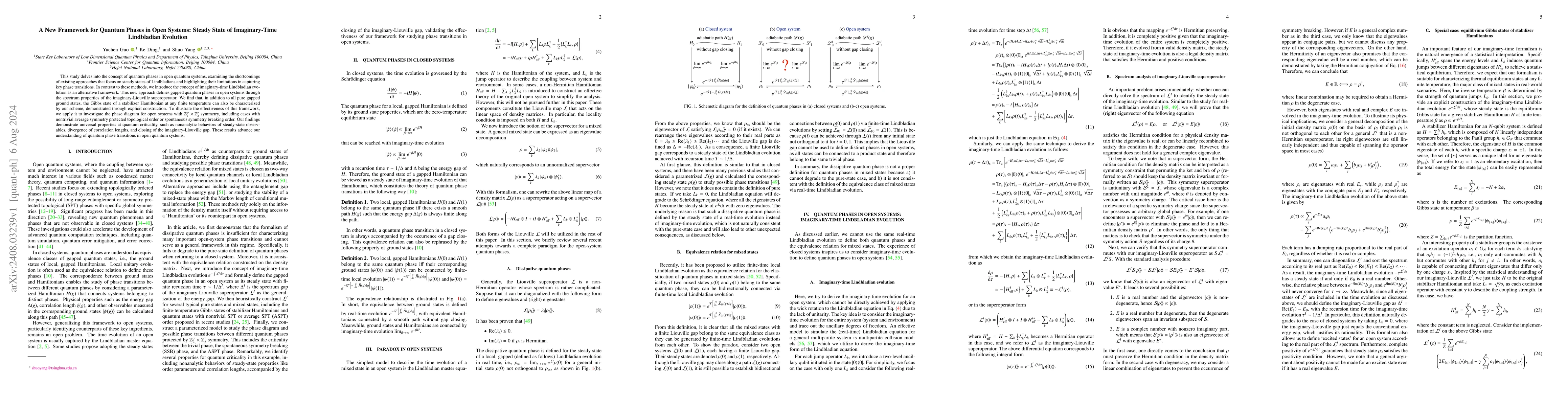 Thumbnail for A New Framework for Quantum Phases in Open Systems: Steady State of
  Imaginary-Time Lindbladian Evolution