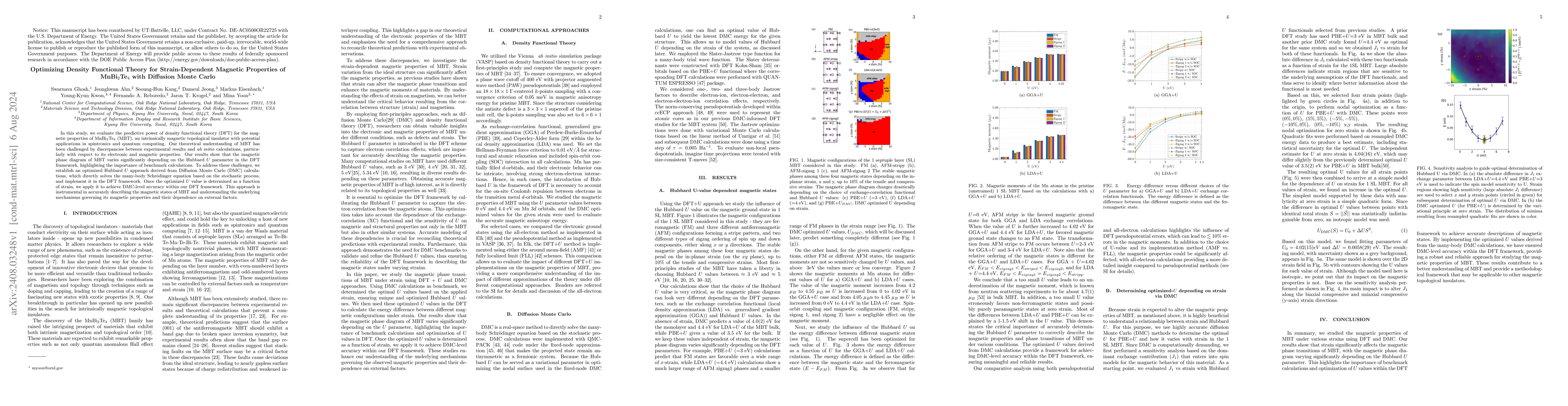 Thumbnail for Optimizing Density Functional Theory for Strain-Dependent Magnetic
  Properties of MnBi$_2$Te$_4$ with Diffusion Monte Carlo