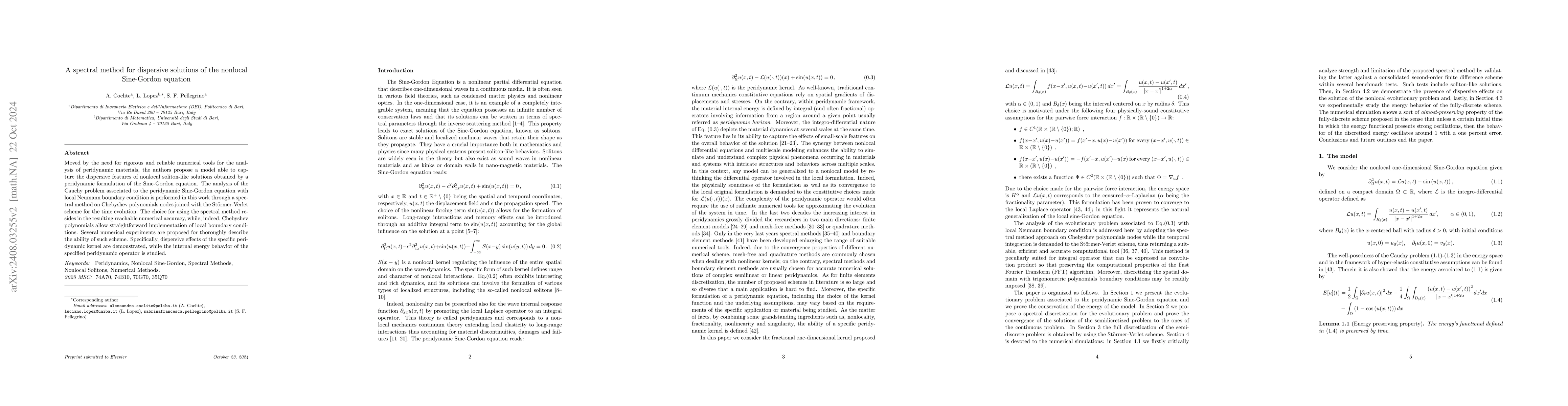 Thumbnail for A spectral method for dispersive solutions of the nonlocal Sine-Gordon
  equation