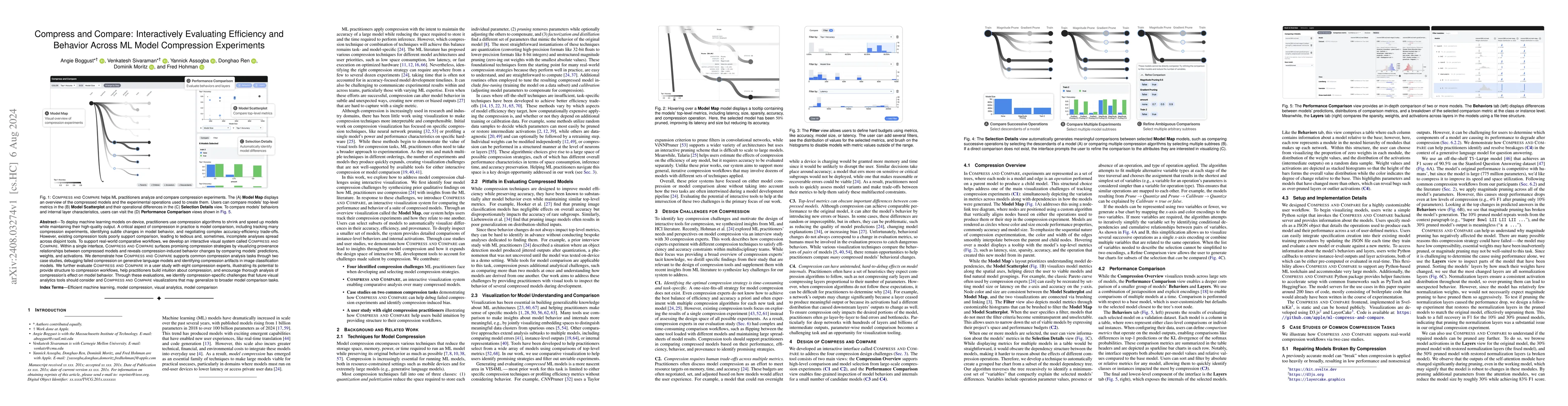 Thumbnail for Compress and Compare: Interactively Evaluating Efficiency and Behavior
  Across ML Model Compression Experiments