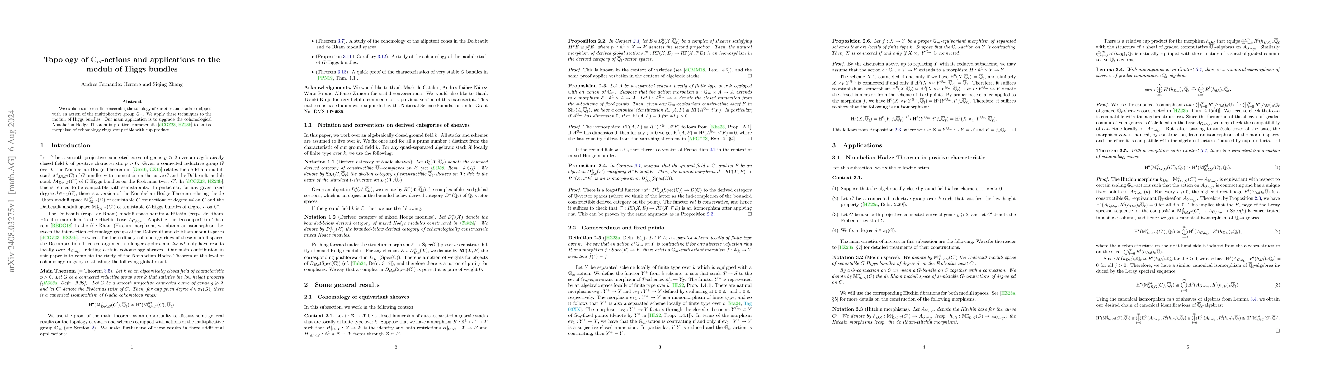 Thumbnail for Topology of $\mathbb{G}_m$-actions and applications to the moduli of
  Higgs bundles