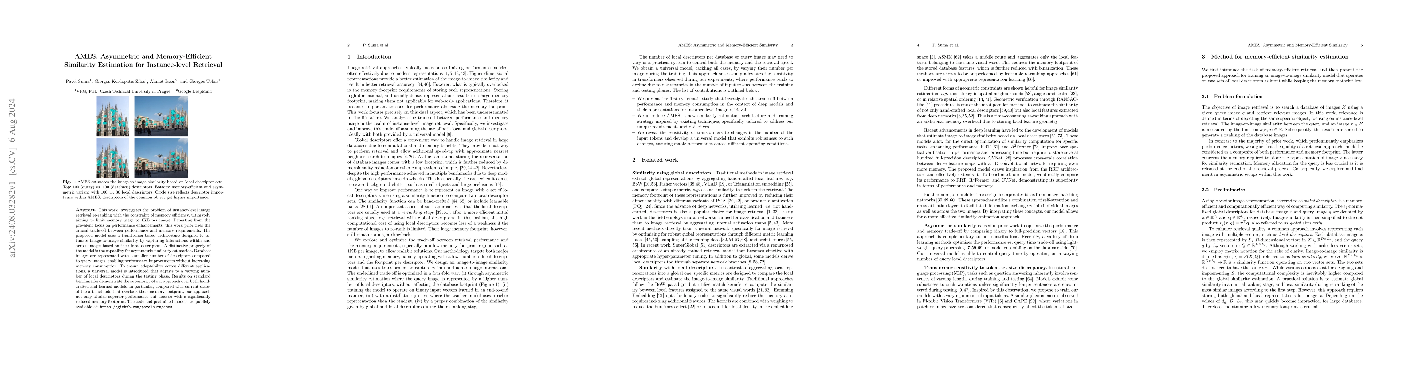 Thumbnail for AMES: Asymmetric and Memory-Efficient Similarity Estimation for
  Instance-level Retrieval