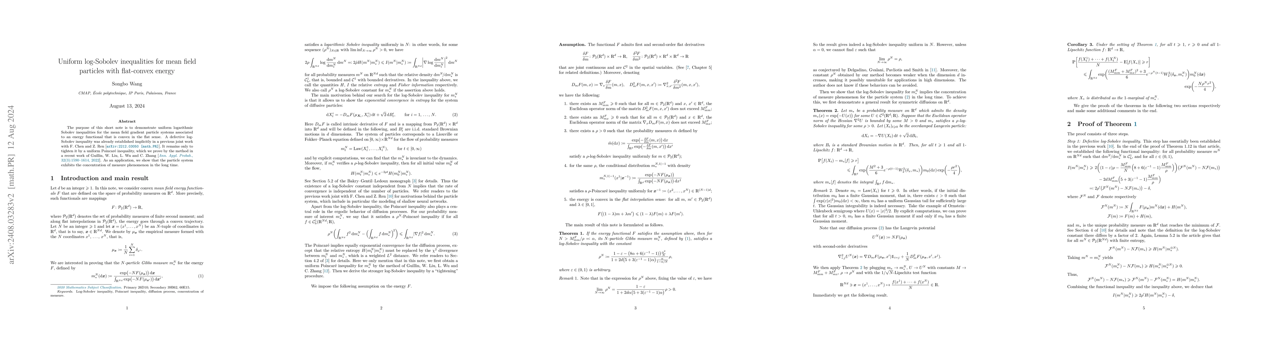 Thumbnail for Uniform log-Sobolev inequalities for mean field particles with
  flat-convex energy