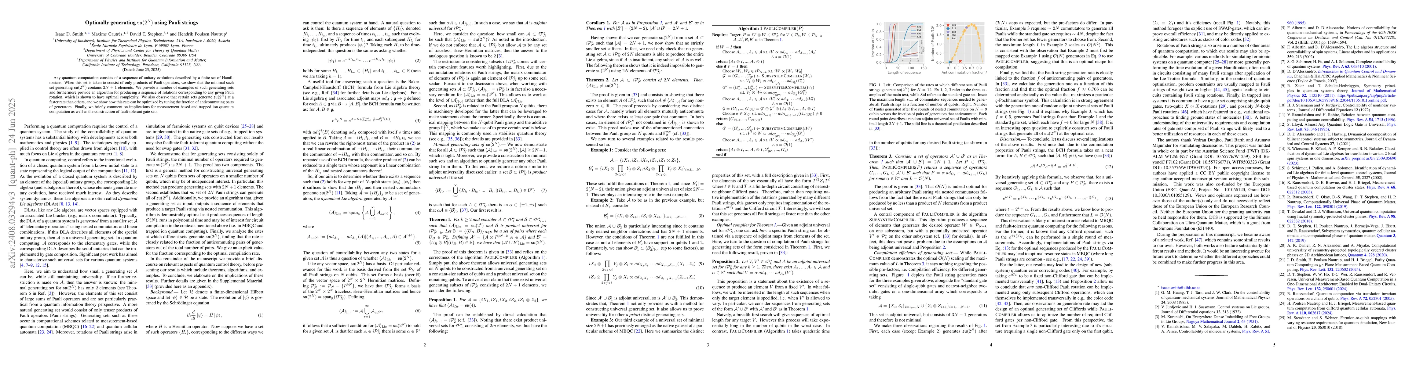 Thumbnail for Optimally generating $\mathfrak{su}(2^N)$ using Pauli strings