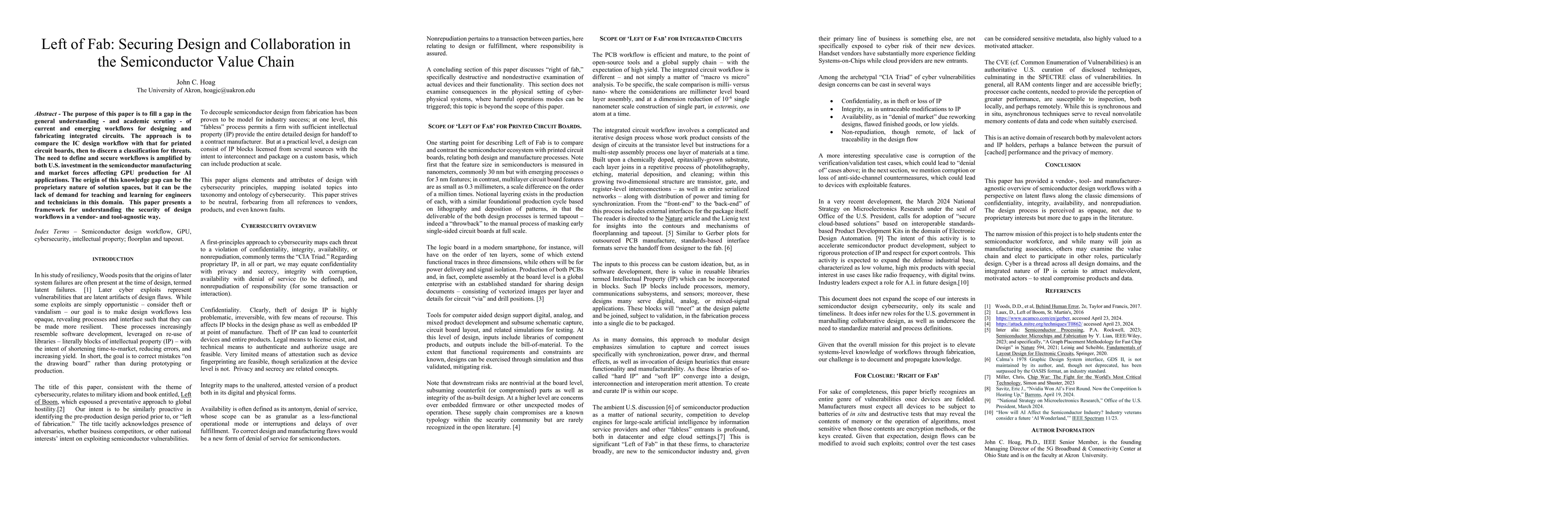 Thumbnail for Left of Fab: Securing Design and Collaboration in the Semiconductor
  Value Chain