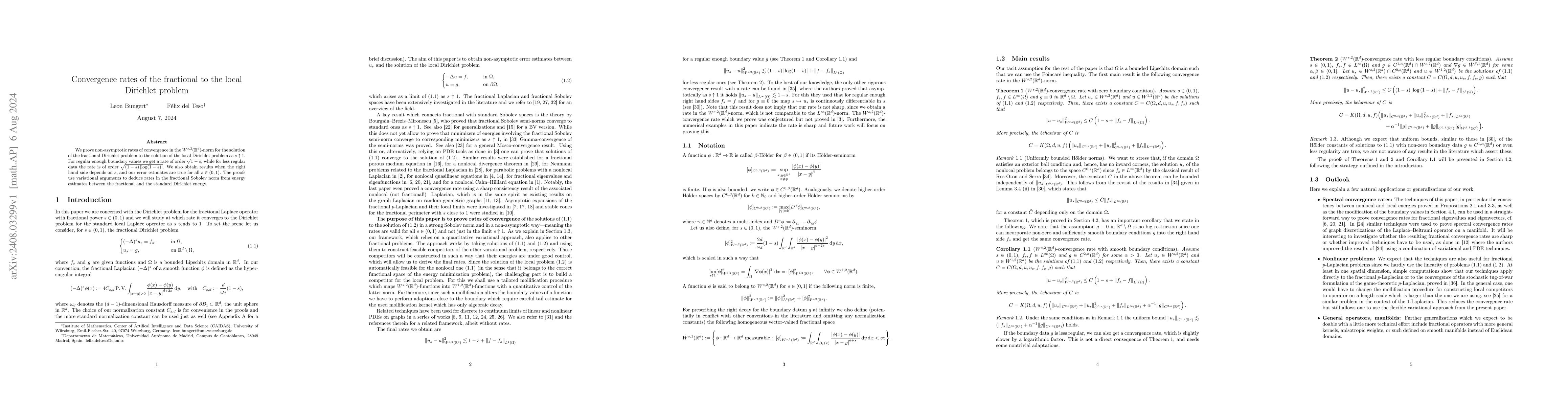 Thumbnail for Convergence rates of the fractional to the local Dirichlet problem