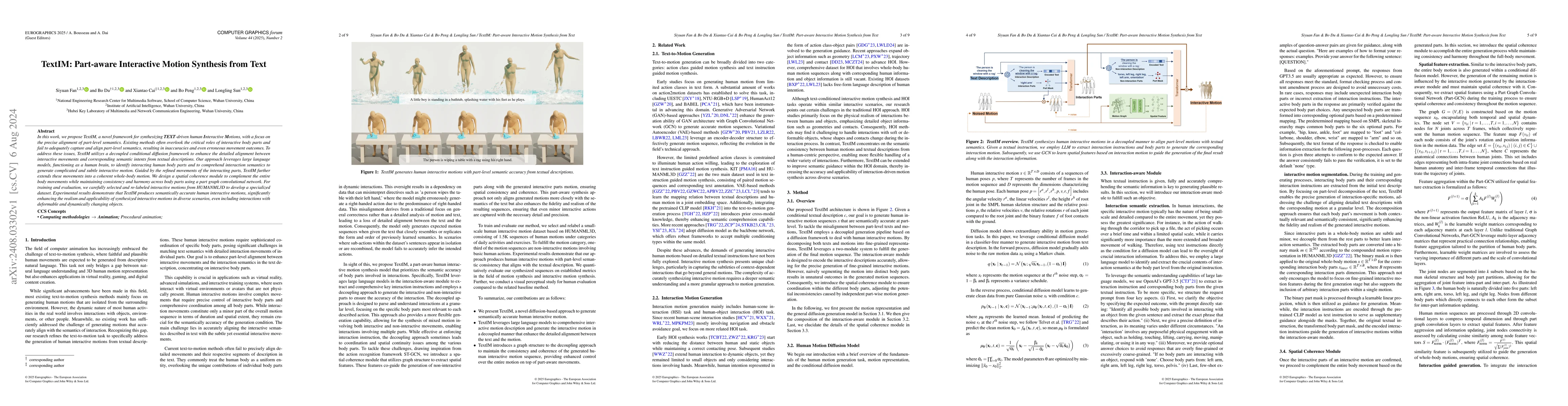 Thumbnail for TextIM: Part-aware Interactive Motion Synthesis from Text
