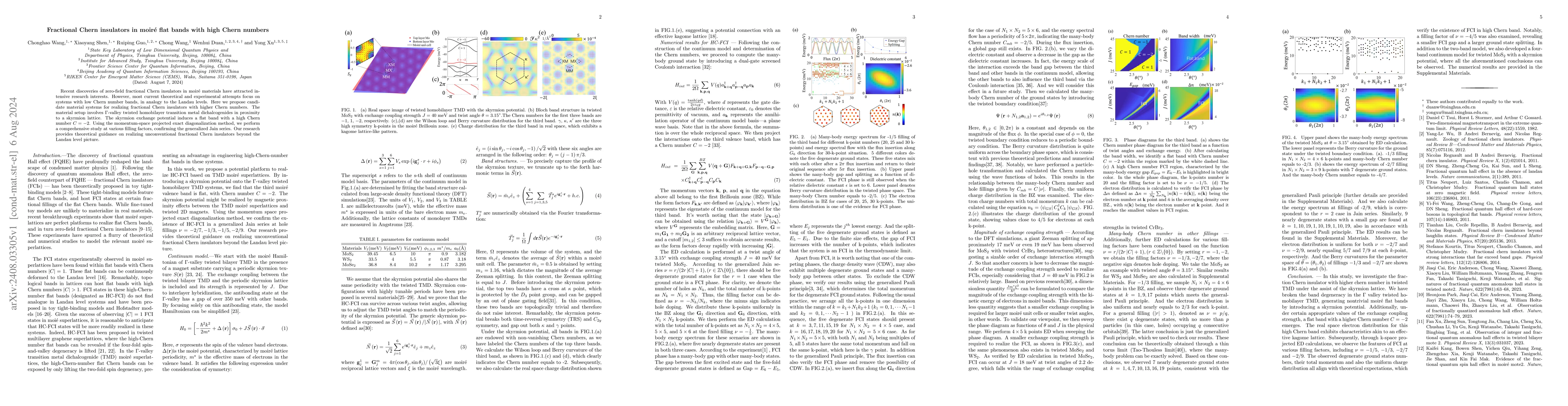 Thumbnail for Fractional Chern insulators in moiré flat bands with high Chern
  numbers