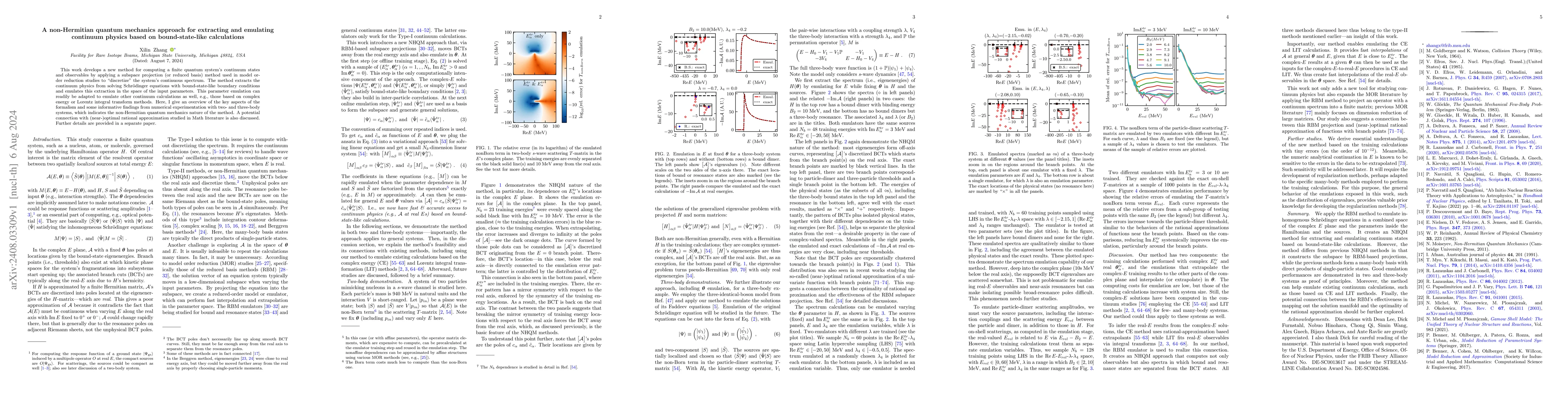 Thumbnail for A non-Hermitian quantum mechanics approach for extracting and emulating
  continuum physics based on bound-state-like calculations