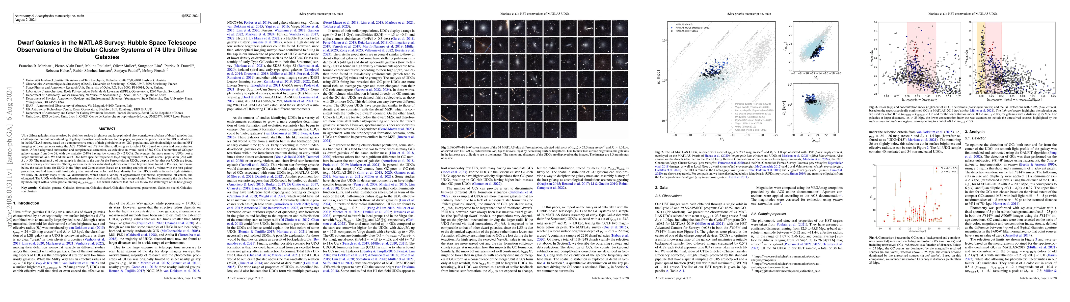 Thumbnail for Dwarf Galaxies in the MATLAS Survey: Hubble Space Telescope Observations
  of the Globular Cluster Systems of 74 Ultra Diffuse Galaxies