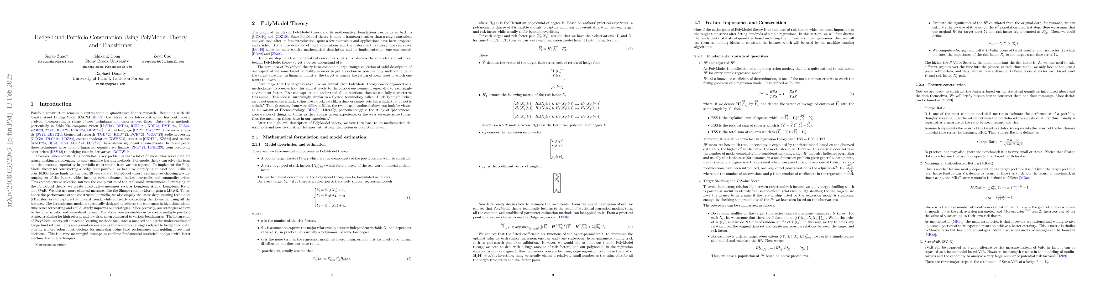 Thumbnail for Hedge Fund Portfolio Construction Using PolyModel Theory and
  iTransformer