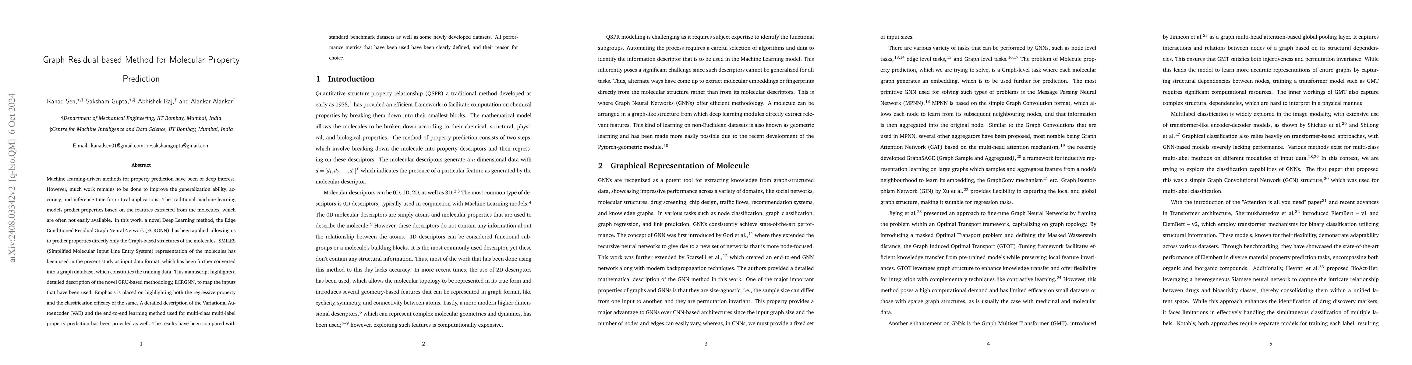 Thumbnail for Graph Residual based Method for Molecular Property Prediction