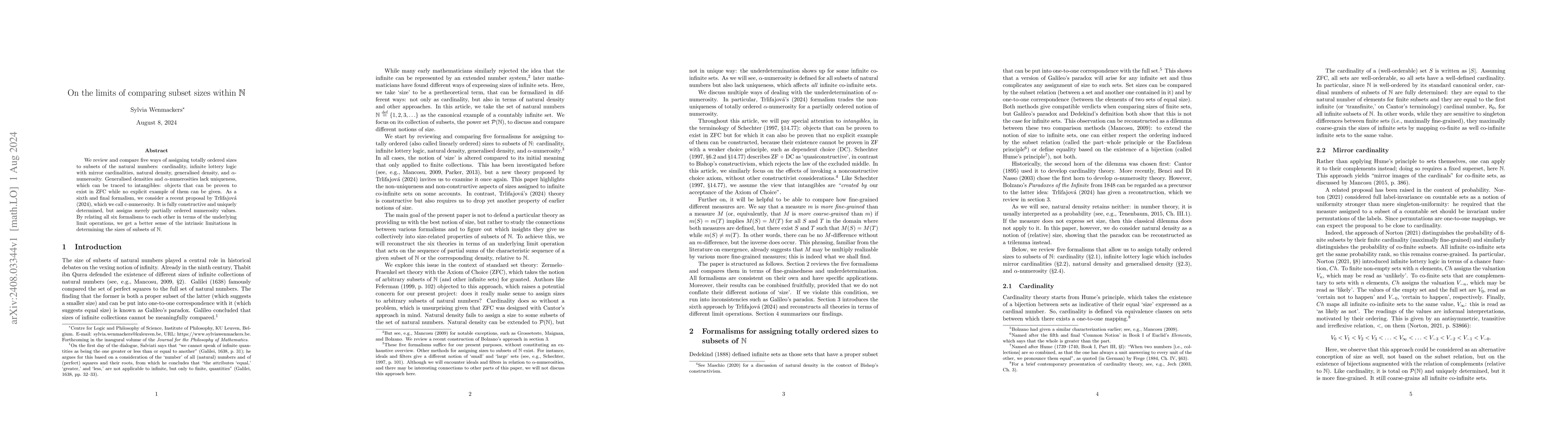 Thumbnail for On the limits of comparing subset sizes within $\mathbb{N}$