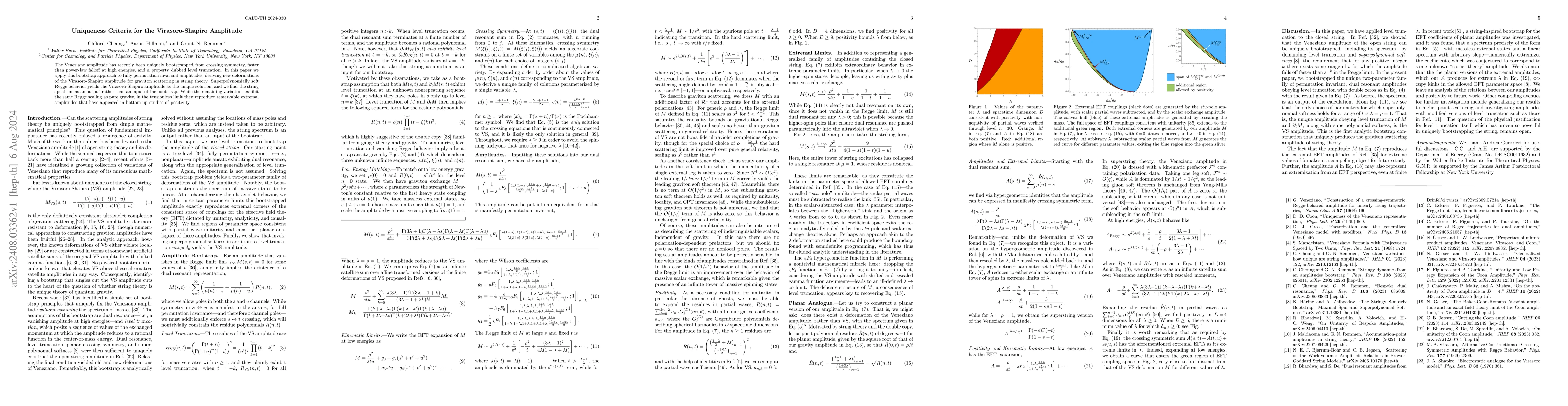 Thumbnail for Uniqueness Criteria for the Virasoro-Shapiro Amplitude