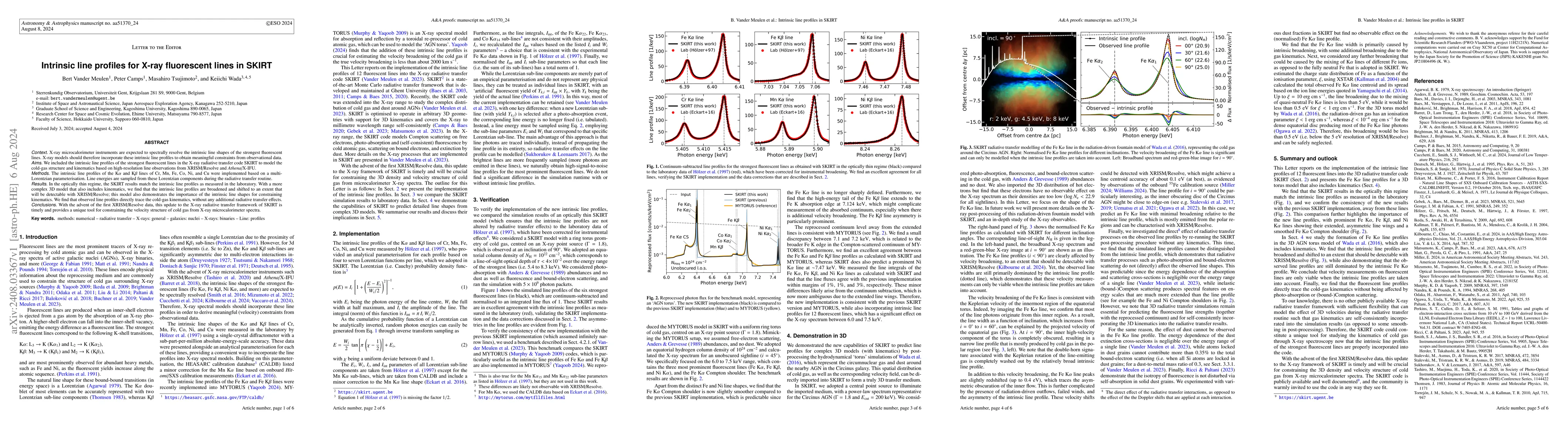 Thumbnail for Intrinsic line profiles for X-ray fluorescent lines in SKIRT