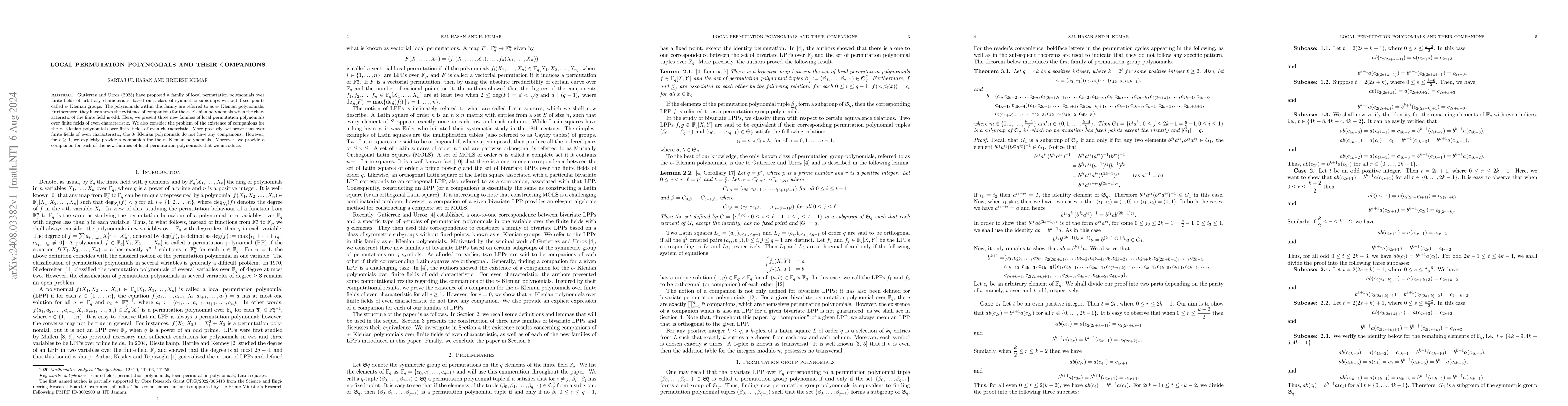 Thumbnail for Local permutation polynomials and their companions