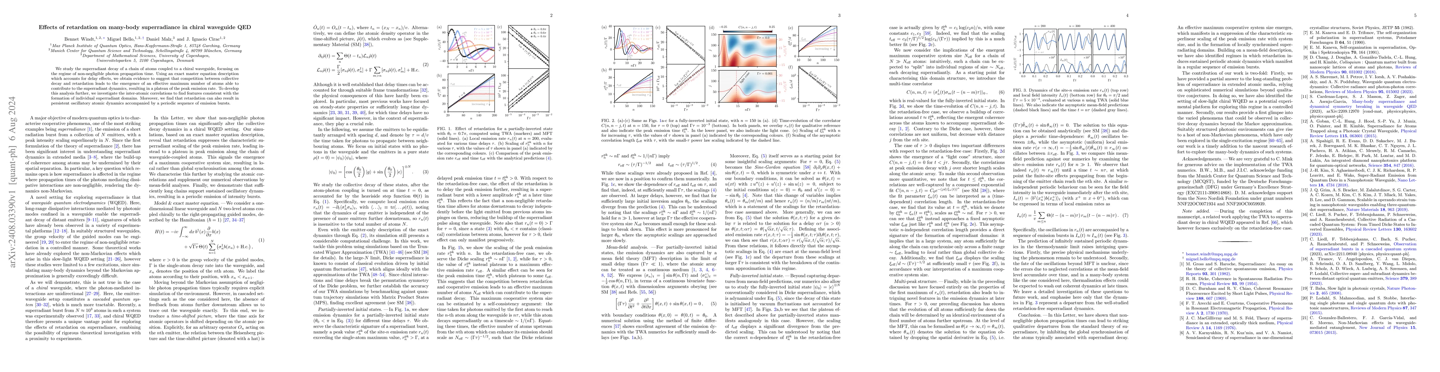 Thumbnail for Effects of retardation on many-body superradiance in chiral waveguide
  QED