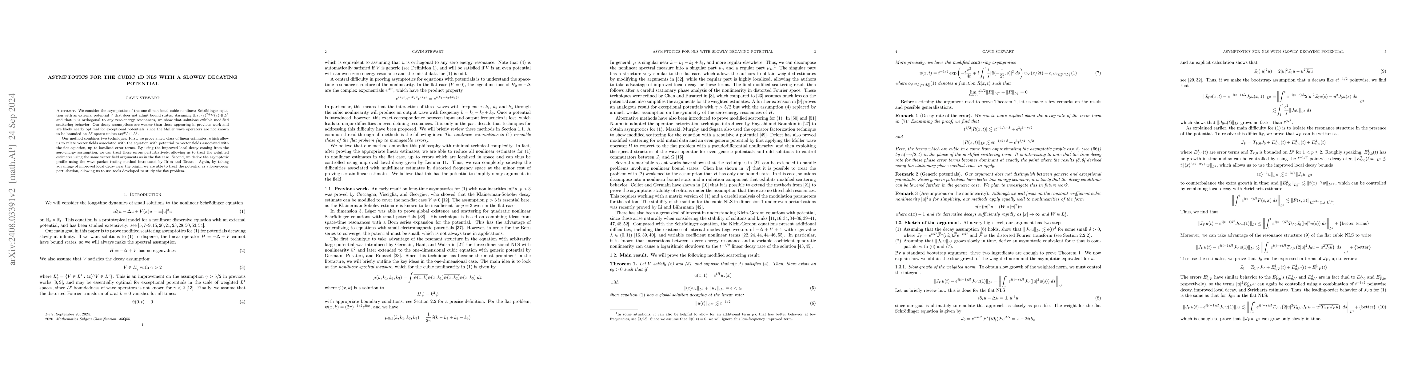 Thumbnail for Asymptotics for the cubic 1D NLS with a slowly decaying potential