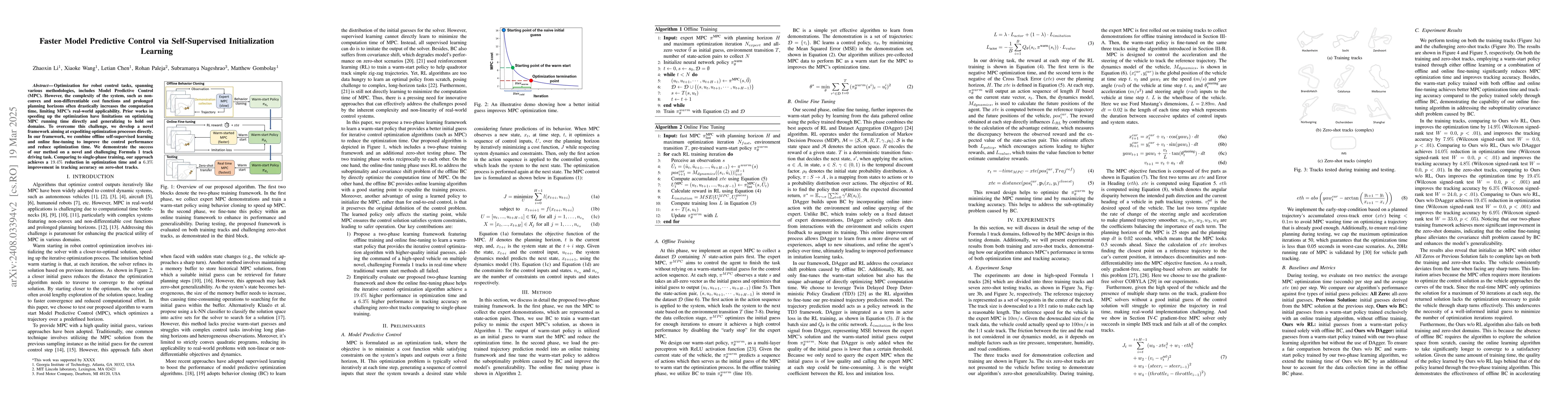 Thumbnail for Faster Model Predictive Control via Self-Supervised Initialization
  Learning