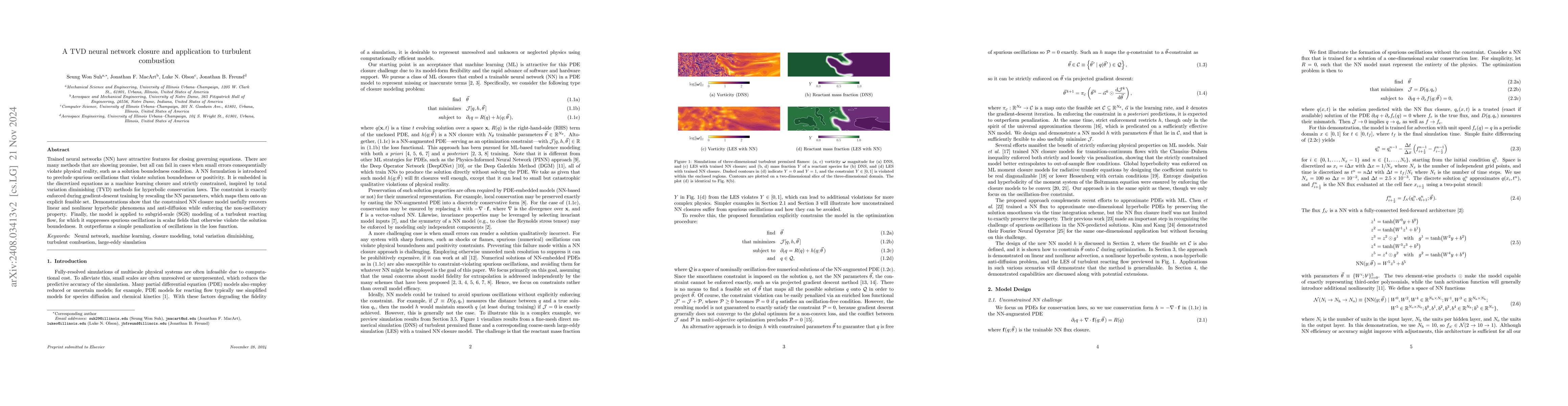 Thumbnail for A TVD neural network closure and application to turbulent combustion