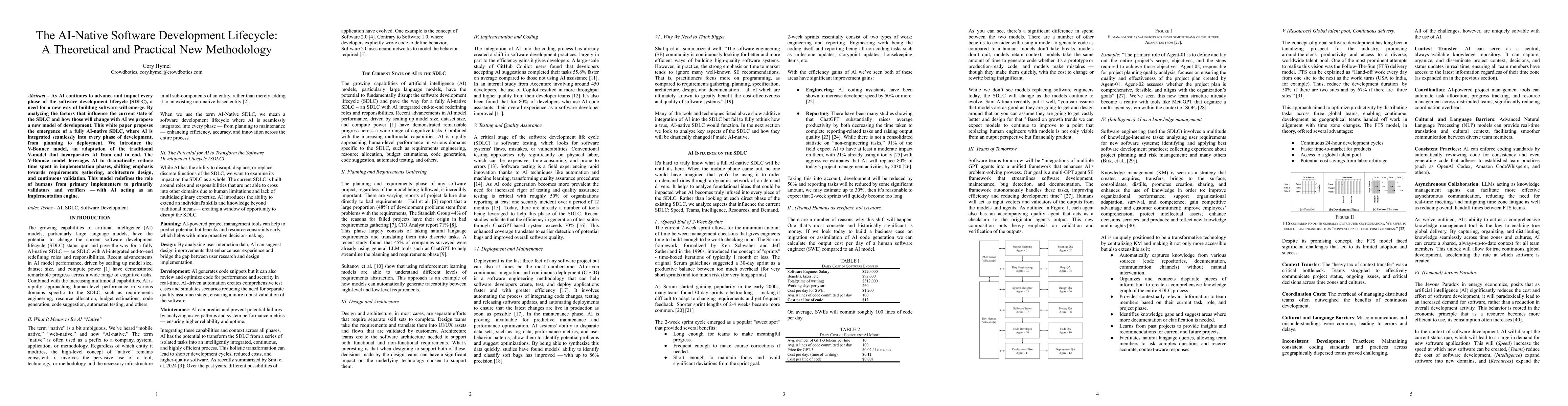 Thumbnail for The AI-Native Software Development Lifecycle: A Theoretical and
  Practical New Methodology