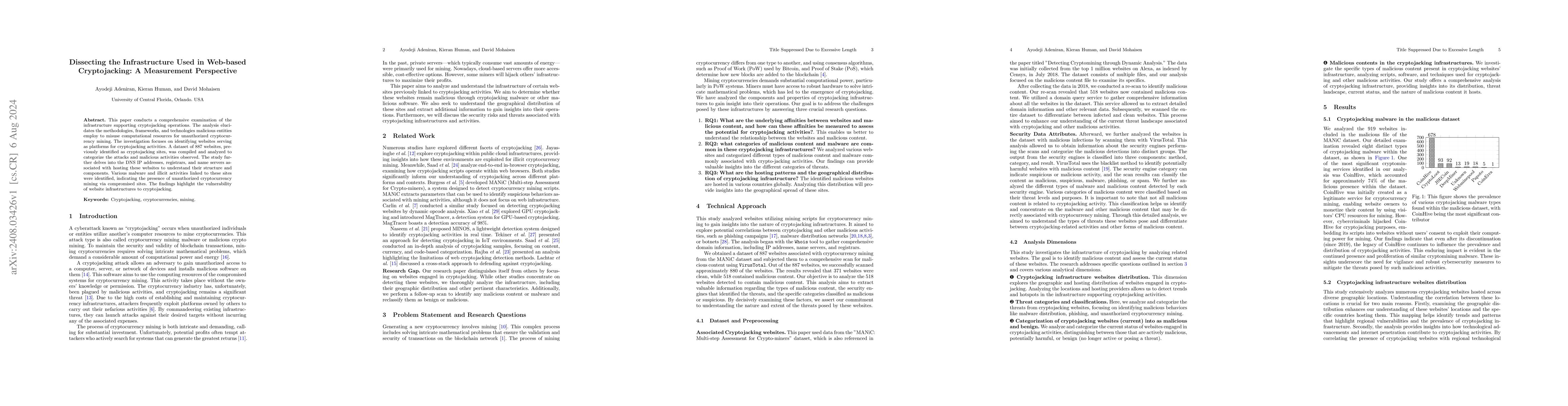 Thumbnail for Dissecting the Infrastructure Used in Web-based Cryptojacking: A
  Measurement Perspective
