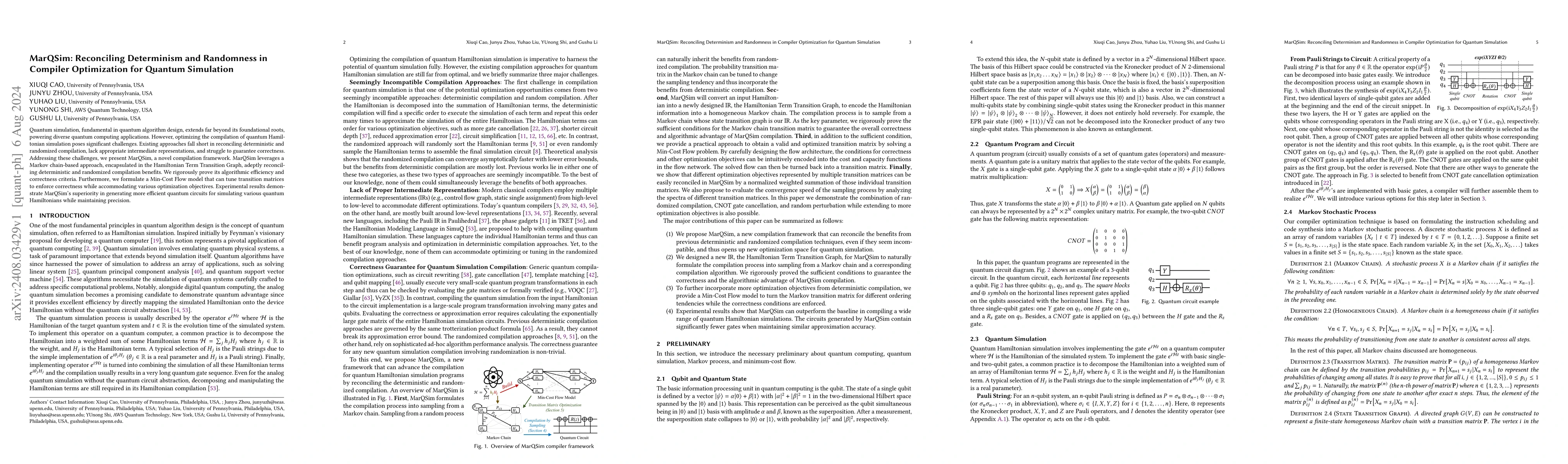 Thumbnail for MarQSim: Reconciling Determinism and Randomness in Compiler Optimization
  for Quantum Simulation