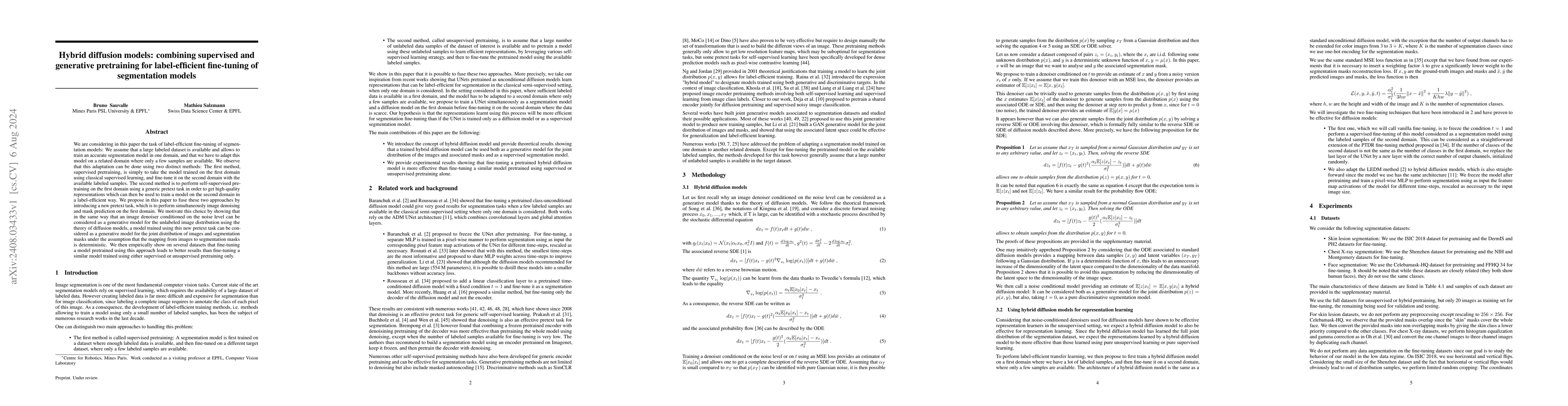 Thumbnail for Hybrid diffusion models: combining supervised and generative pretraining
  for label-efficient fine-tuning of segmentation models